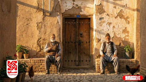 سکوهای پیرنشین در ورودی خانه سنتی ایرانی و تعامل همسایه‌ها