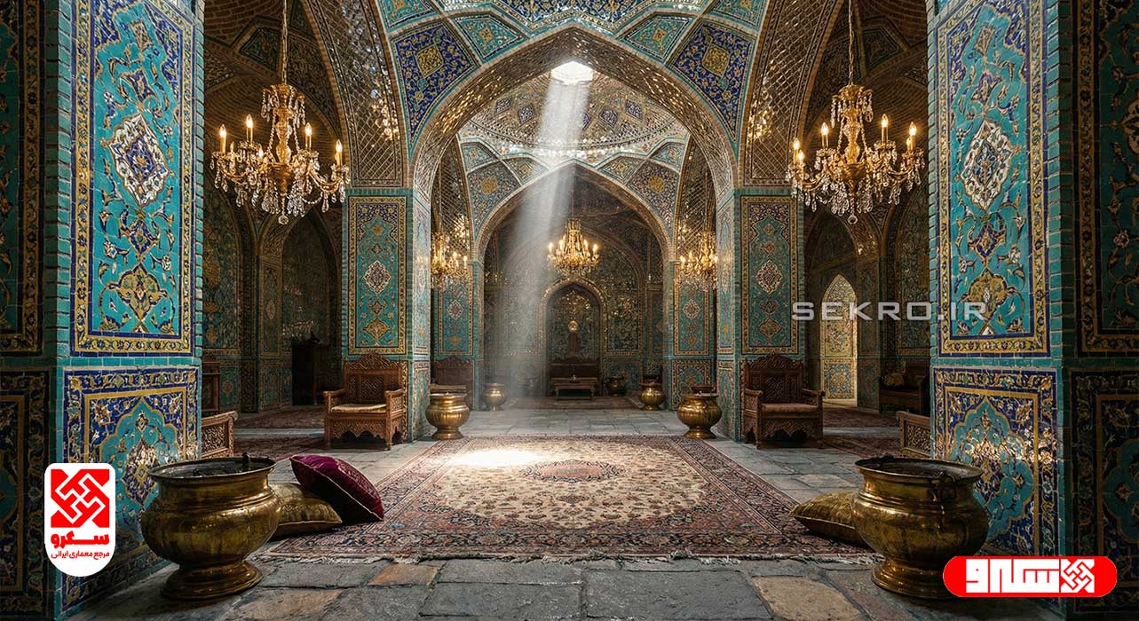 بازی نور و سایه در شبستان مجلل معماری ایرانی