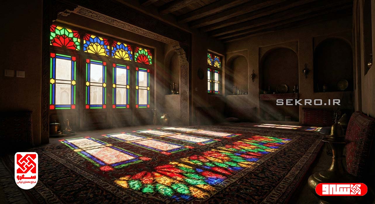 بازی نور و رنگ پنجره ارسی و ایجاد فضای شاعرانه در معماری ایرانی
