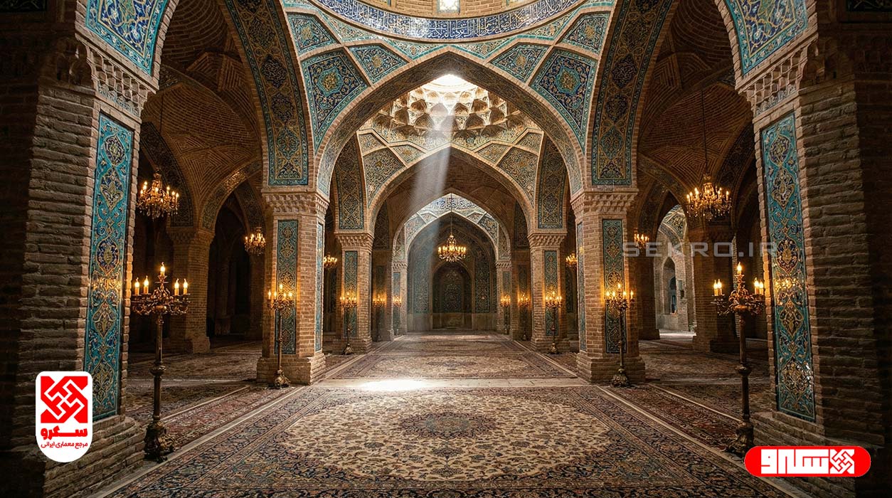 تضاد نور و تاریکی در شبستان مسجد قدیمی