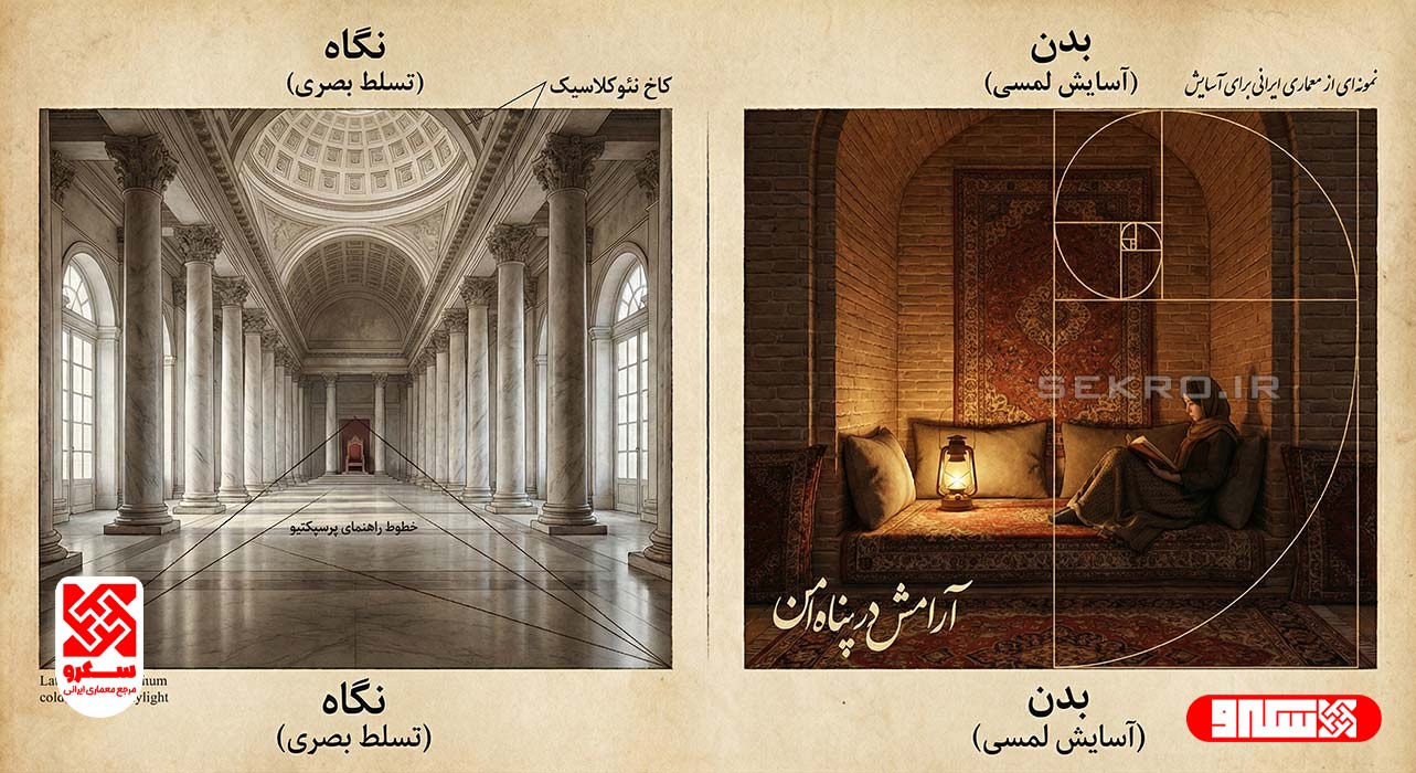 مقایسه تجربه بصری در معماری کلاسیک غرب و تجربه حسی-لمسی در معماری ایرانی