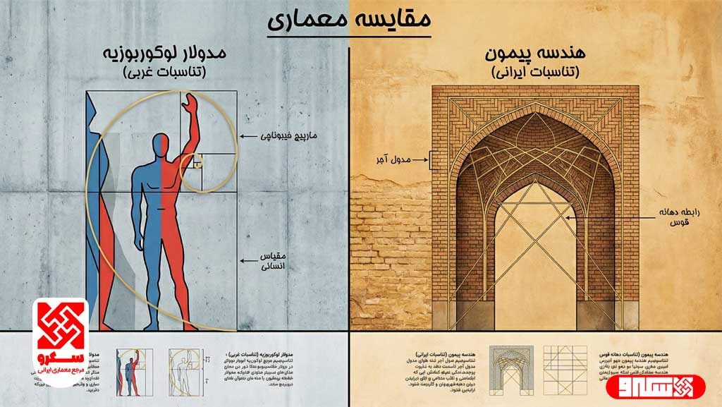 مقایسه سیستم مدولار لوکوربوزیه و سیستم پیمون در معماری ایرانی