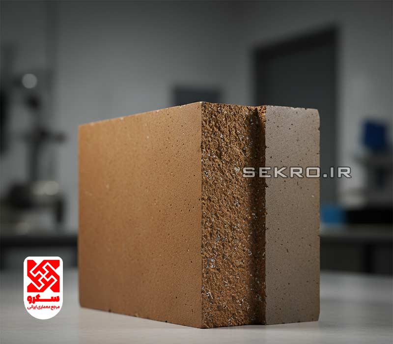 نمای نزدیک از بلوک خاکی فشرده (CSEB) با لبه‌های تیز و سطح صیقلی که مقاومت فشاری بالا را نشان می‌دهد.