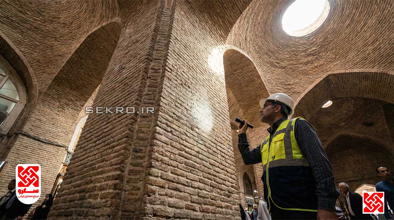 ستون و طاق آجری عظیم و مستحکم، نمایش دانش نیارش و ایستایی در معماری ایران.