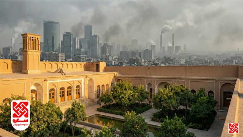 ساخت خشت خام با خاک بومی، نمایشگر هولوگرافیک نشان‌دهنده کربن صفر در معماری سنتی.