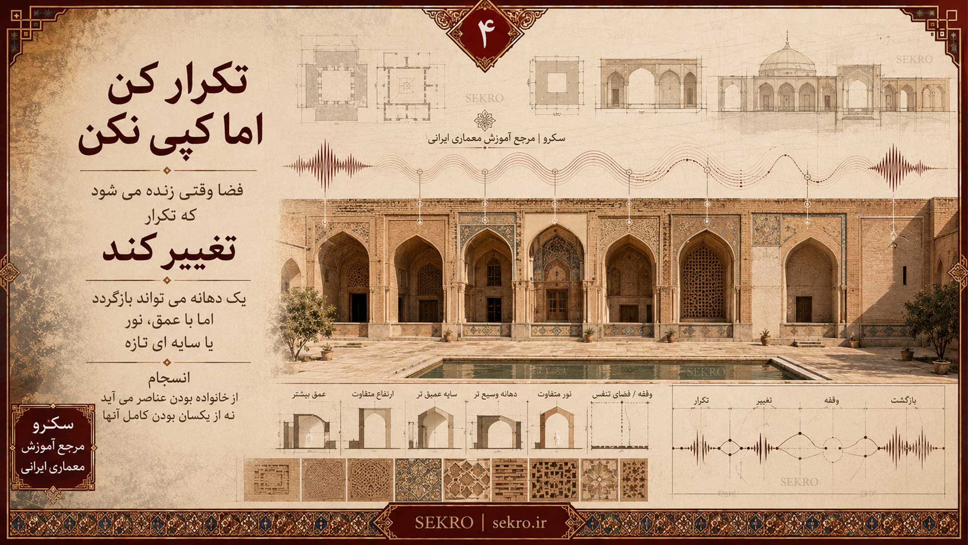 تکرار همراه با تغییر در معماری ایرانی و نقش ریتم در طراحی فضا
